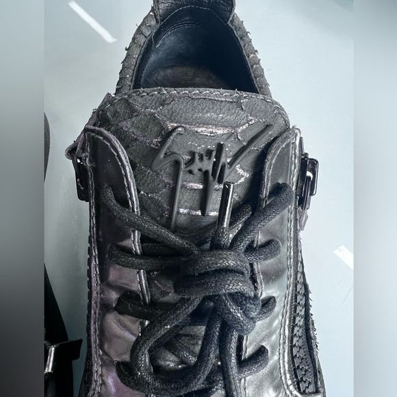Giuseppe Zanotti Frankie python embossed leather sneakers Black SZ 40/9.5 - Picture 9 of 11